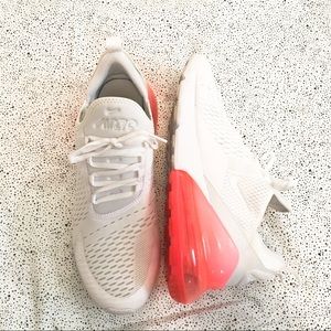 NIKE Airmax 270 White and Orange Sneakers